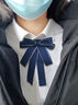 梔子花開(kāi)職業(yè)領(lǐng)結領(lǐng)花領(lǐng)帶飄帶蝴蝶結銀行空姐酒店女襯衣領(lǐng)裝商務(wù)藍色 C20藍色領(lǐng)結(系帶款式) 曬單實(shí)拍圖