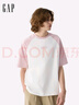 GAP男女裝2025春季新款純棉印花logo撞色插肩袖短袖T恤上衣725618 淺粉色 S (165/88A) 亞洲尺碼 曬單實(shí)拍圖