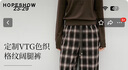紅袖撞色格紋復古美式休閑褲2025秋季新款女裝松緊腰系帶寬松闊腿長(cháng)褲 黑咖格948 S 曬單實(shí)拍圖