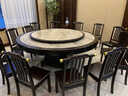 北洵新中式實(shí)木餐桌2025新款帶轉盤(pán)圓形巖板飯桌家用大圓桌飯店餐桌 大氣【古典色】 1.2米餐桌+中式椅*4【內嵌巖板轉盤(pán)】 曬單實(shí)拍圖