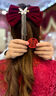 歐陽(yáng)先生紅色蝴蝶結發(fā)夾后腦勺頭飾發(fā)夾女發(fā)卡新娘結婚敬酒服水鉆流蘇夾子 紅絲絨蝴蝶結+蝴蝶流蘇發(fā)夾(一套 曬單實(shí)拍圖