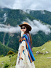 CHANEELR & KARITH披肩2025新款女外搭荷葉邊波西米亞旅游民族風(fēng)流蘇外套女穿搭斗篷 藍(lán)色 寬度：130cm長度：150cm 曬單實(shí)拍圖