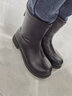 大東爆小短靴女2023新款平底軟皮靴子白色短靴女瘦瘦靴后拉鏈百搭馬丁靴 黑色-加絨 37 曬單實(shí)拍圖