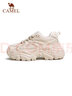 駱駝（CAMEL）老爹鞋女網(wǎng)布皮面拼接雙系帶厚底休閑鞋 L24S283079R 杏色絨里 37 曬單實(shí)拍圖