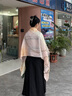 瑪麗亞·古琦（MARJA KURKI）真絲絲巾女士長(zhǎng)巾送長(zhǎng)輩桑蠶絲披肩圍巾 絲綢禮品 藝術(shù)造型 粉色 曬單實(shí)拍圖