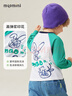 MQDMINI童裝男童長(cháng)袖T恤5A抑菌兒童t恤中小童圓領(lǐng)撞色打底衫 眼鏡兔子 曬單實(shí)拍圖