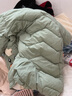 溫蔓爾連體羽絨服嬰兒2-6個月連體新生兒外出抱衣寶寶羽絨棉衣加絨爬服1 小鹿草綠色 褲腳暗扣  加絨加厚 80(建議身高6575) 曬單實拍圖