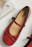金利來(lái)（Goldlion）女鞋蝴蝶結平底瑪麗珍鞋2025爆裂紋牛皮淺口單鞋G688520202酒紅37 曬單實(shí)拍圖