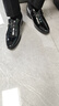 老爺車(chē)皮鞋男牛皮春夏皮涼鞋男鏤空透氣商務(wù)正裝男士皮鞋尖頭漆皮增高鞋 1811黑色平跟[單鞋款] 41 曬單實(shí)拍圖