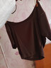 蕉內【趙露思同款】涼皮女士修身方領(lǐng)短款T恤涼感舒適親膚短袖 紅茶棕 L 曬單實(shí)拍圖