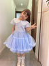 常春藤常春藤兒童裝女童2024夏季新款  亮片輕盈網(wǎng)紗連衣裙蓬蓬裙tutu裙 水藍色 120cm 曬單實(shí)拍圖