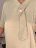 俞兆林（YUZHAOLIN）夏裝新品母親節(jié)禮物媽媽裝清涼短袖雪紡衫女上衣七分闊腿褲女兩件 綠色+米色褲套裝 3XL （建議115-130斤） 曬單實拍圖