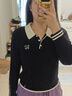 自巧小個子正肩知識分子風翻領(lǐng)針織衫女2025秋裝新款復(fù)古針織衫 藏青色 M （尺碼：4） 曬單實拍圖