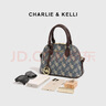 CHARLIE&KELLI CK品牌包包女包2025新款馬車(chē)印花小眾貝殼包手提斜挎包單肩包 藍色 曬單實(shí)拍圖