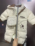 G.DUCKKIDS小黃鴨羽絨服冬裝嬰幼兒連體衣男寶寶衣服冬季外出服哈衣白鴨絨 DY-2312701咖色加厚絨服 送同款包 90 cm 曬單實(shí)拍圖