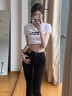 矜持范 黑色微喇牛仔褲女高腰彈力春秋新款開(kāi)叉修身顯瘦百搭喇叭長(zhǎng)褲 918款黑色【九褲】 M 建議【98斤-109斤】 曬單實(shí)拍圖