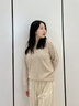 lagogo【100綿羊毛無縫一體】溫柔連帽針織衫女拉谷谷2024冬新款 米色(T2) L 曬單實拍圖