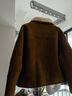 三彩冬款仿羊羔毛環(huán)保皮草兩穿寬松短款保暖毛毛外套 咖啡色 S 155/80A 曬單實(shí)拍圖