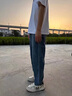 【肥仔240斤超大碼5XL】牛仔褲男士直筒寬松夏季新款大碼潮流男裝九分褲胖子褲子潮胖子 牛仔藍 3XL 160斤至180斤可穿 曬單實(shí)拍圖