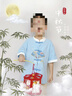 GOKU男童漢服夏季棉麻套裝薄款中國風(fēng)兒童古裝唐裝中秋幼兒園演出服裝 淺藍 120 曬單實(shí)拍圖
