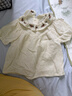 babylove女寶寶短袖上衣夏季薄款純棉紗布透氣泡泡袖甜美t恤嬰幼兒夏裝 云母白 90 曬單實(shí)拍圖