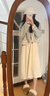 妃莉杋（FeiLiFan）春秋連衣裙女裝2025新款甜美小香風(fēng)毛呢外套女顯瘦針織長裙子套裝 淺藍(lán)色外套+杏色連衣裙 M 【85-100斤】 曬單實(shí)拍圖