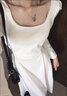 GARNUO白色長(cháng)袖連衣裙子女春秋2026夏新款法式小個(gè)子高級感吊帶收腰長(cháng)裙 白色長(cháng)袖 L【121-130】 曬單實(shí)拍圖