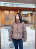 Teenie Weenie小熊女裝羽絨服2025冬季新款時(shí)尚輕量少女感泡芙外套 棕色 S 曬單實(shí)拍圖