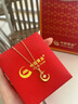 中國黃金（CHINA GOLD）黃金吊墜女款足金星月之戀項鏈套鏈新年實(shí)用生日禮物送老婆愛(ài)人 足金星月吊墜 約0.8g【贈銀鏈】 曬單實(shí)拍圖