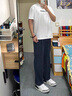 BASEMAN運(yùn)動褲男夏季薄款簡約微喇衛(wèi)褲韓版修身百搭長褲直筒褲日系休閑褲 寶藍(lán)色【春秋】 L 【推薦110-130斤】 曬單實拍圖
