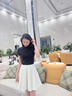 GOLDJEANNIE歐貨半高領針織短袖T恤女2023新款春夏百搭黑色打底衫緊身上衣潮 黑色 XL 108-120斤 曬單實拍圖
