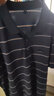皮爾卡丹（pierre cardin）輕奢高檔桑蠶絲短袖t恤男士翻領夏季薄款中年條紋半袖polo.衫 23209藍灰 XL 175【建議140-155斤】 曬單實拍圖