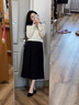 斤慕灰色毛呢半身裙女春秋2025高腰a字垂感大擺傘裙長(cháng)款西裝百褶裙 傘裙毛呢M碼送腰帶建議110斤以?xún)?曬單實(shí)拍圖