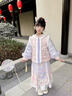 貝優(yōu)可古月家.絨雪 漢服女童冬款兒童新中式馬面裙套裝女寶寶加厚拜年服 紫色套裝 130 曬單實拍圖