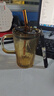 斐月伽杯子玻璃杯吸管杯女新款高顏值牛奶杯帶蓋水杯家用果汁奶茶咖啡杯 琥珀色+蓋子+吸管 450ml 曬單實(shí)拍圖