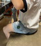 馬·拉?。∕.Latin）/童裝女大童牛仔短褲夏新款潮酷雙色口袋幾何繡標短褲 牛仔淺藍 120cm 曬單實拍圖