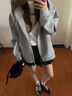 魯雅爾灰色連帽衛(wèi)衣外套女裝早秋季長(zhǎng)袖上衣服美式小個(gè)子寬松慵懶開衫潮 淺灰色薄款 L 【建議100斤到120斤】 曬單實(shí)拍圖