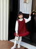 G.DUCKKIDS小黃鴨女童連衣裙秋冬兒童公主裙女孩背心裙兩件套寶寶周歲禮服 紅色周歲套裝加絨 90 尺碼1~2歲【 80-90cm】 曬單實(shí)拍圖