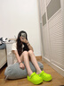 感邁巴斯光年卡通洞洞鞋女夏季新款diy防滑外穿透氣厚底可愛包頭拖鞋 綠色658描邊巴斯光年 35-36 曬單實(shí)拍圖