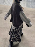 半身裙女不規則格子2025冬季新款高端顯瘦遮胯a字大擺裙時(shí)尚百搭 黑格 均碼 80-150斤 曬單實(shí)拍圖