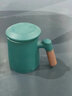 鼎藝陶瓷茶水分離杯辦公室大容量馬克杯水杯泡茶杯帶蓋杯子可定制logo 慕色 三件杯-綠色 曬單實(shí)拍圖
