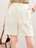 百圖betu女裝春夏新款短褲簡(jiǎn)約高腰闊腿復古百搭短褲女2403T80 米白 M 曬單實(shí)拍圖