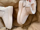 德雙曼石墨烯電熱鞋暖腳神器發(fā)熱鞋雪地靴女充電加絨加厚女棉鞋厚底增高 【 奶油白·增高款】正碼正拍，腳背寬大一碼 36 曬單實(shí)拍圖