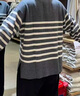 無(wú)印良品（MUJI）女式 米蘭諾羅紋編織半拉鏈毛衣女款針織衫25年秋季 女裝 深灰色條紋 S (155/80A) 曬單實(shí)拍圖