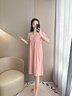 芬之伴帶胸墊睡裙女夏季莫代爾短袖睡衣長(cháng)款薄款夏天女款冰絲夏款連衣裙 62252柚紅【帶胸墊】 L（建議100-120斤） 曬單實(shí)拍圖