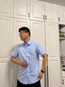 羅蒙（ROMON）DP純棉短袖襯衫男免燙大碼商務(wù)休閑寬松加肥加大胖子襯衣 85005藍白細條長(cháng)柚【純棉免燙】 常規 41 【145-160斤】 曬單實(shí)拍圖