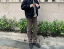 馬克華菲休閑褲男士春秋季美式潮牌寬松直筒松緊腰百搭長(cháng)褲 咖啡  32 曬單實(shí)拍圖