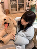 妍莉芬（yanlifen）羽絨棉服女短款2024年冬季新款加厚小個子羽棉襖絨服女棉衣外套 灰藍色 S 85-105斤 曬單實拍圖