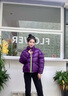 金羽杰90鴨絨冬季新款新年紅色面包羽絨服女短款寬松輕暖加厚Y23801296 新街頭酷紫 S 適合130斤以下 曬單實(shí)拍圖