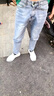 安初夏高端牛仔褲男士春夏季潮牌彈力修身小腳百搭修身韓版潮流長褲子男 T108淺藍色 32  【適合130-140斤】 曬單實拍圖